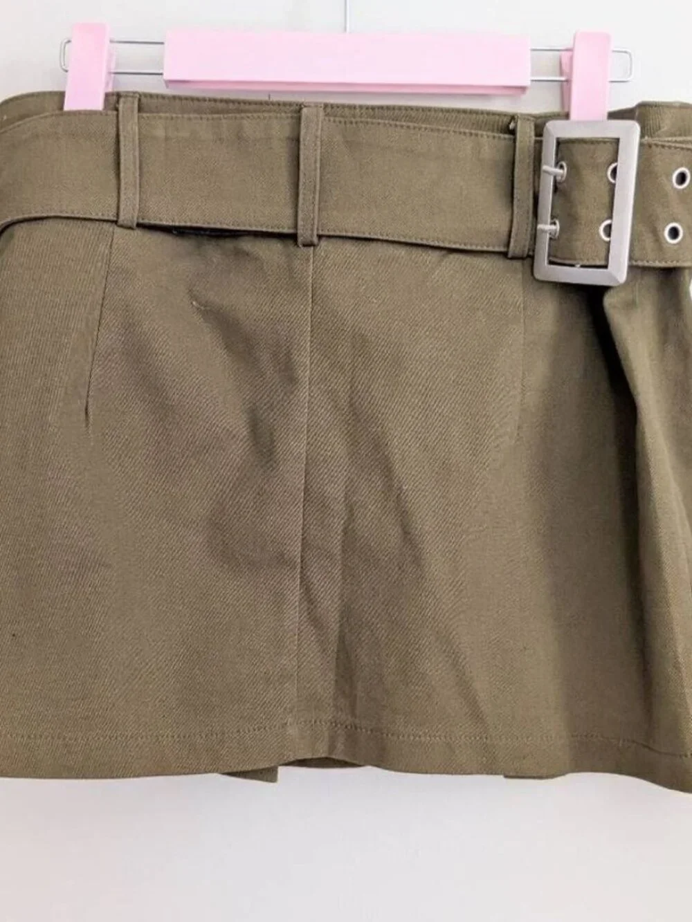 Green Belted Pleated Skirt